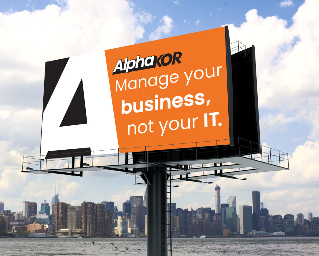 A billboard with alphakor marketing on it