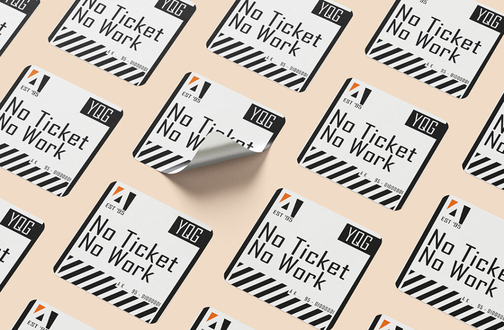 Alphakor No Ticket No Work sticker
