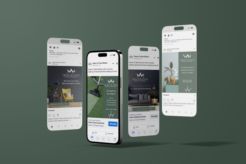 queen of clean website on a mobile phone