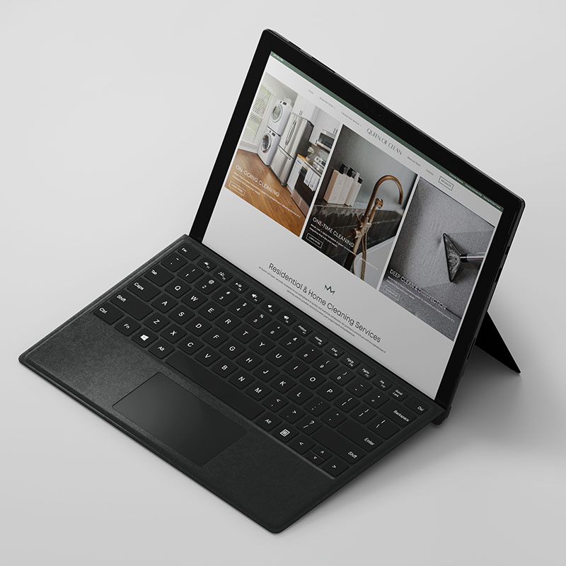 queen of clean website on laptop