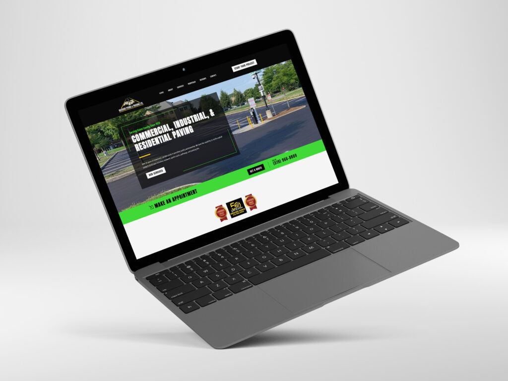 riverside paving website open on small laptop